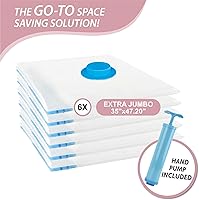 Vista 4 de Paquete de 6 bolsas de almacenamiento al vacío jumbo XXL, bolsas de sellado al vacío extra grandes para edredones, ropa de cama, almacenamiento