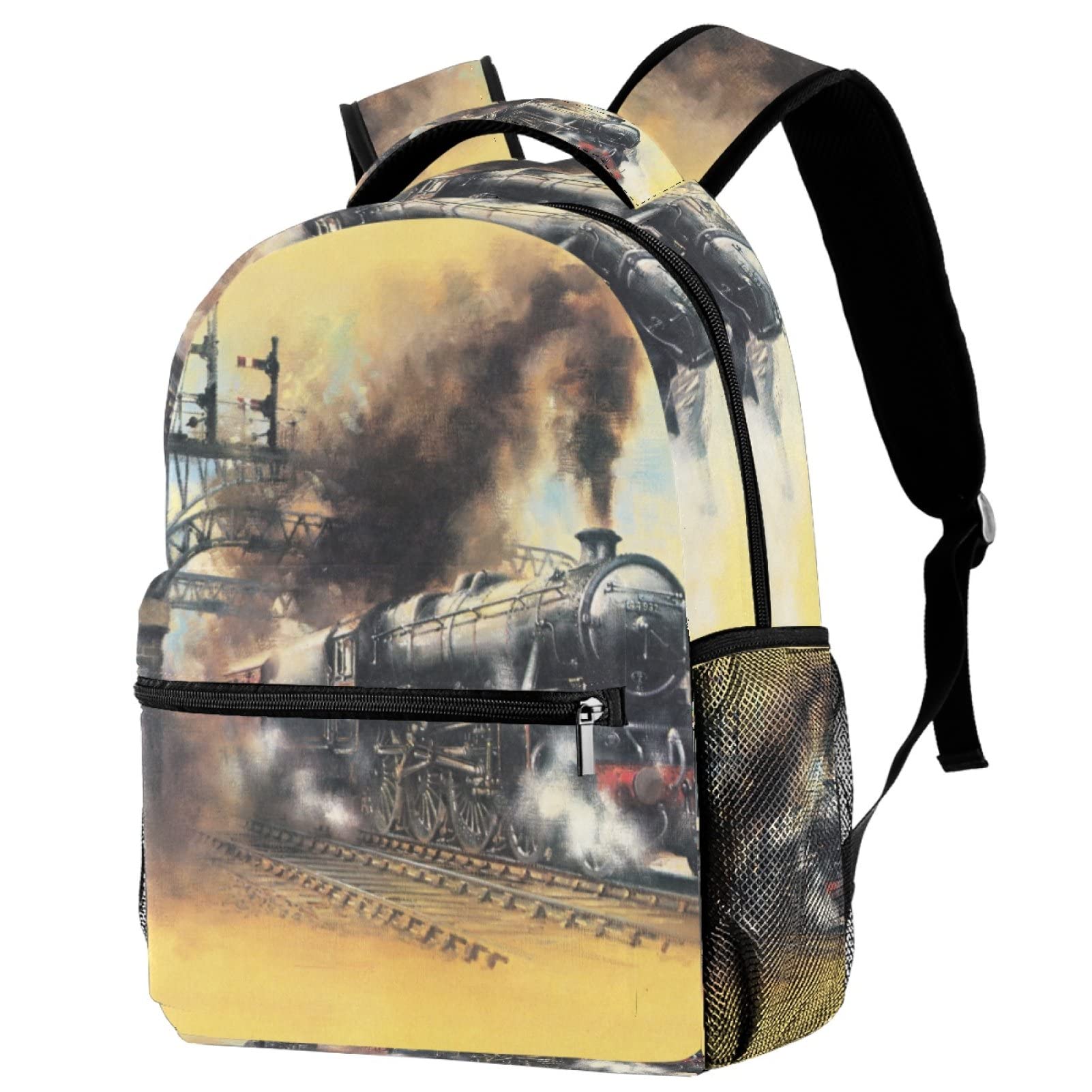 Eslifey Unisex Multicolor 18 Steam Train Casual Backpack Rucksack School Bag Travel Daypack For Women Men, ,One Size