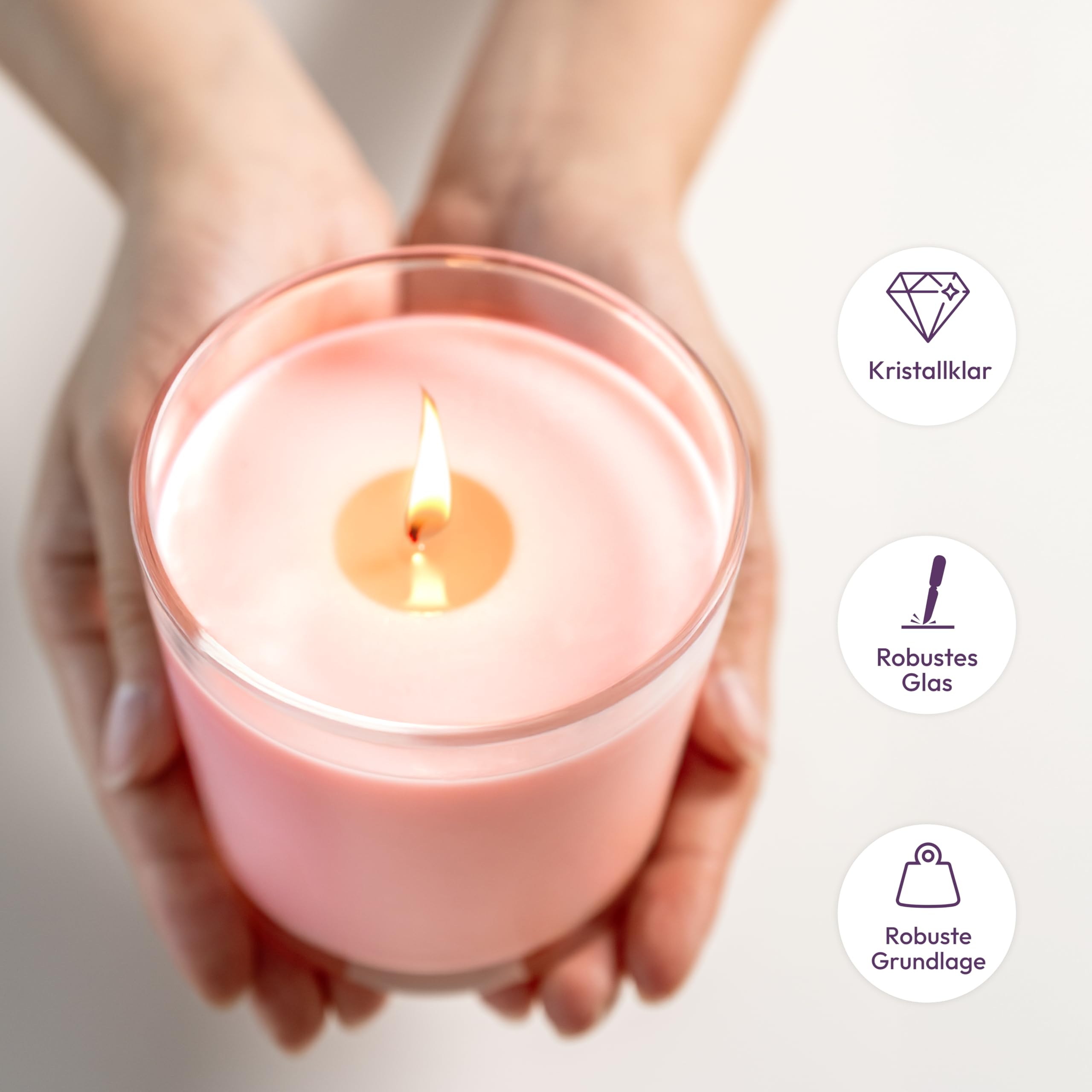 KONZEPT Kerzengläser 300ml, 9x8cm - 12 er Gläser für Kerzen, Dekoratives Windlicht Glas DIY
