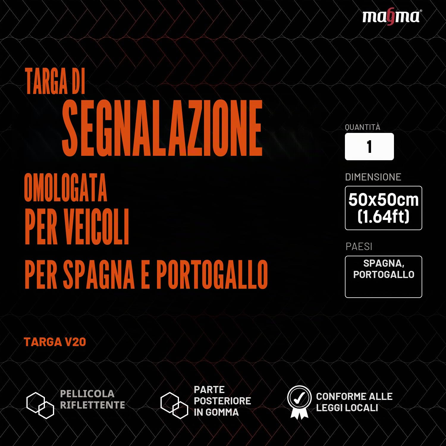 Magma Cartello di Carico Sporgente per Portabici e Roulotte, Spagna | Cartello di Sicurezza Posteriore Omologato per Auto e Camper | Indispensabile per Porta Bicicletta e Traino | Rosso e bianco…