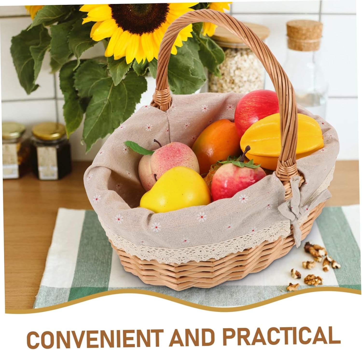 Wooden Picnic Basket with Handle Large Woven Storage Basket for Outdoor Adventures Sturdy Wood Material Versatile Use for Shopping Fruit Storage and Everyday Carry