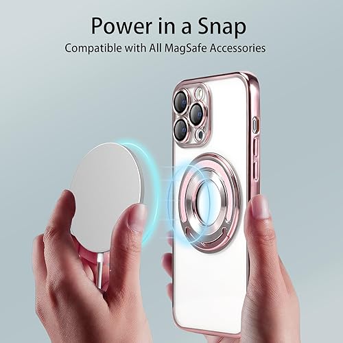 Miniatura 3 de Funda magnética con soporte invisible para iPhone 13 Pro Max, compatible con MagSafe, protector de lente de cámara integrado, chapado de lujo,