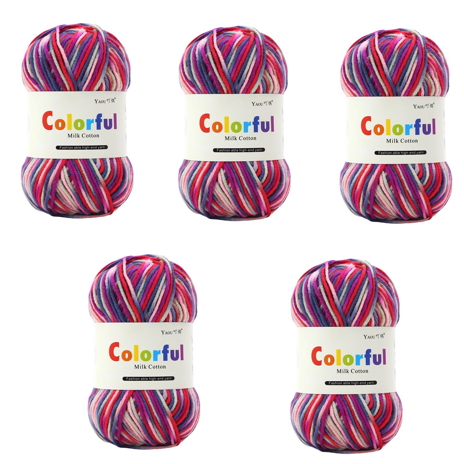 Tsophreniq 5Rolls Multicolored Acrylic Yarn Milk Cotton Yarn for Knitting Sweater Baby Clothing Scarves Blankets Sewing Projects Acrylic