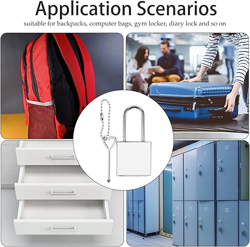 Miniatura 4 de EXCEART 1 juego de mini candado pequeño candado de transferencia de calor DIY cerradura de equipaje cerradura con llave para joyero, bolso,