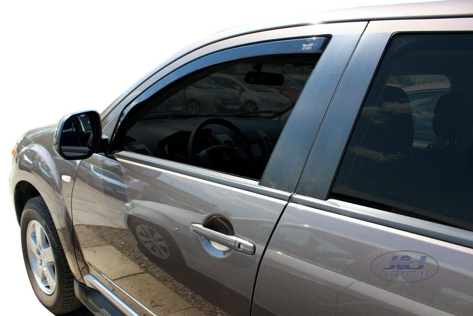 J&J AUTOMOTIVE Windabweiser passend für Mitsubishi Outlander 2 5-Türer 2007-2012 2tlg, Heko Regenabweiser Vorne Getönt Dunkel Passform
