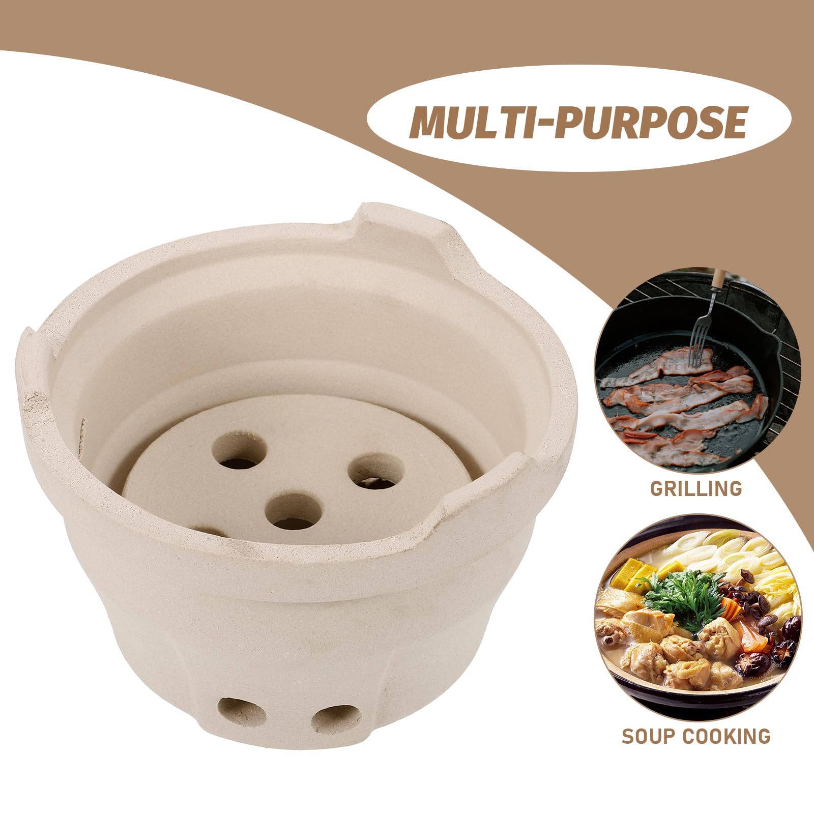 Fornello Barbecue Portatile in Terracotta per Campeggio Braciere per Carbonella, Multi Funzione, per Picnic all Aperto e Attività Outdoor