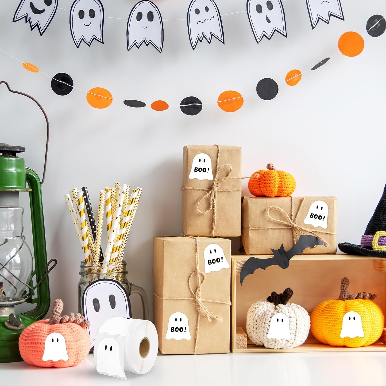 Whaline Halloween Ghost Direct Thermal Labels Cute White Ghost Label Stickers Self-Adhesive Printer Decals for DIY Candle Name Tag Logo Design, 500 Pcs - Image 4