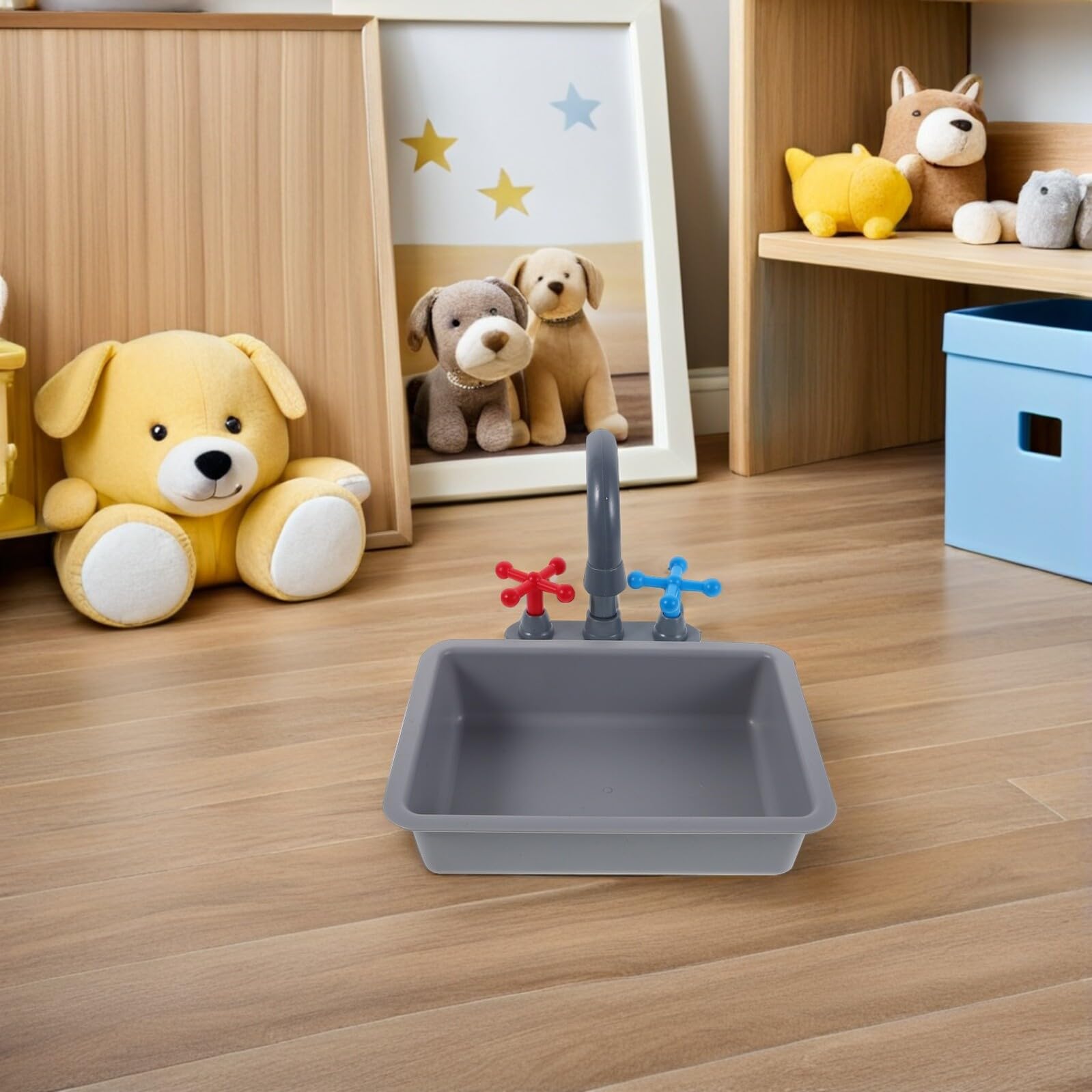 UKCOCO Set Giochi Cucina per Bambini con Accessori in Plastica e Effetti Luminosi Interattivi, Giocattolo Rubinetto Funzionante per Momenti di Gioco Genitore-figlio