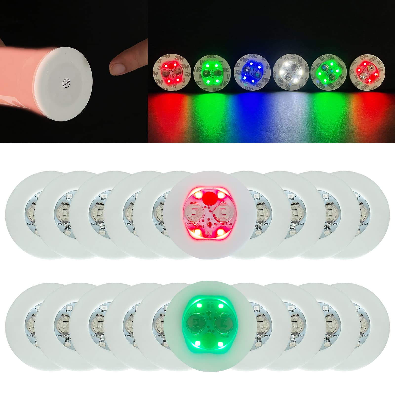 LED Coaster, LED Sticker Lights,Light Up Coasters Discs Liquor Bottles Sparklers,Led Bottle Lights for Cocktails, Party, Bar, Drinks, Flashing Shots Light(Set of 20 Four-Color)