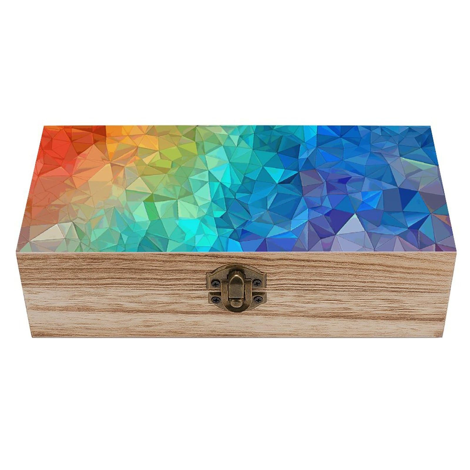 Boîte de rangement en bois : style triangle arc-en-ciel pour une décoration intérieure soignée