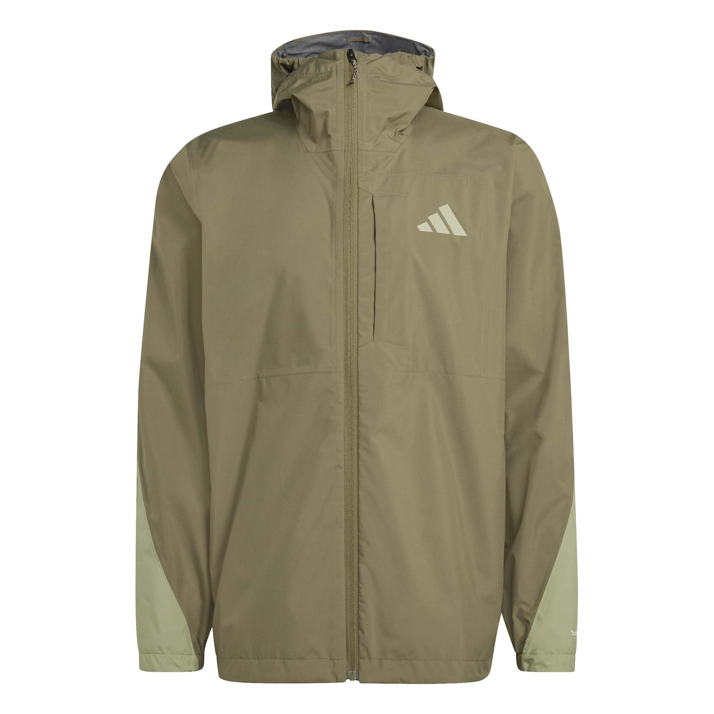 adidas Men's Terrex Multi 2.5 Layer CLIMAPROOF Rain Jacket, olive strata/tent green, L