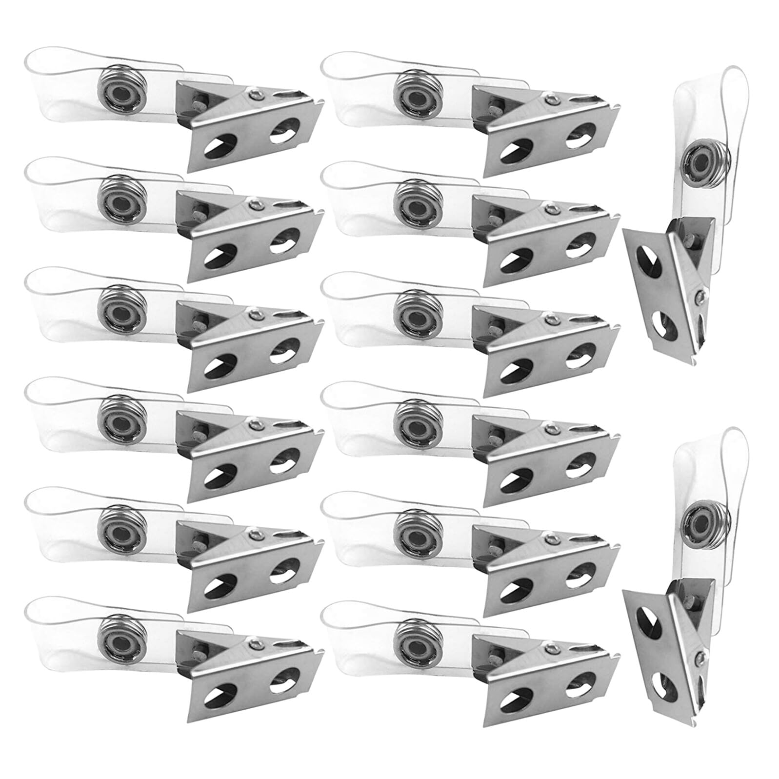 FOMIYES 250pezzi Clip Porta Tessera in Metallo Clip Per Badge Con Cinturino Trasparente in Pvc Con Fissaggio Doppio Foro Leggera Da Lavoro e Uso Quotidiano