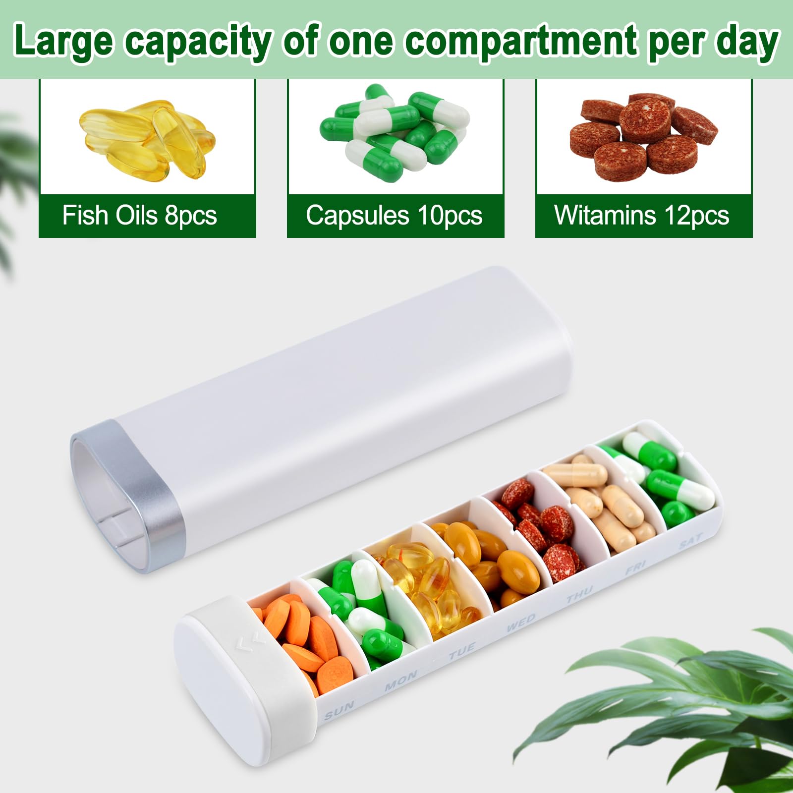 NineLeaf 5 Pack Tablettenbox 7 Tage, Tägliche Pillendose, Wöchentliche Reise Medikamentenbox, Pillenbox für Vitamine, Medikamente, Pillen, Tabletten Organizer BPA Frei