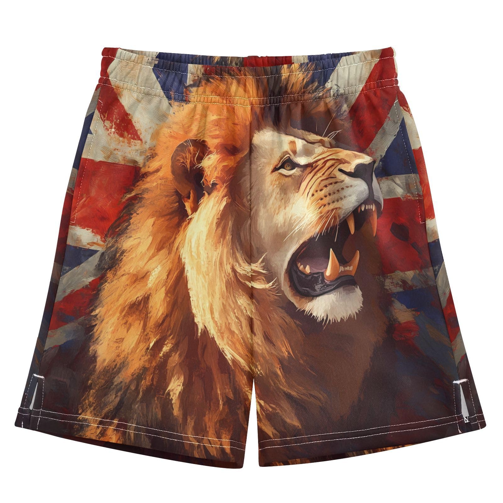 panksolu British Flag Lion Boys Athletic Shorts Kids with Pockets Shorts for boy Girls 12-13 Y Multicolor