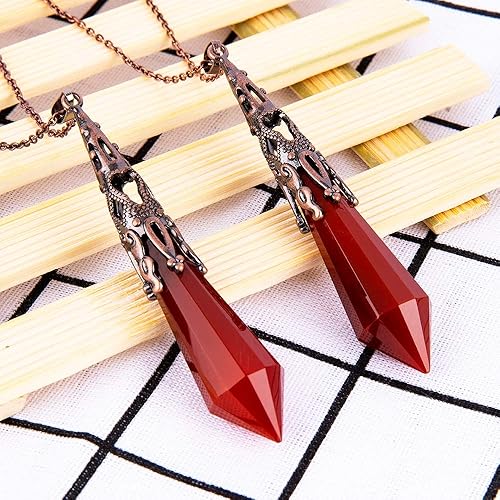 Miniatura 6 de Bivei Collar de chakra de latón antiguo retro con 12 prismas hechos de prisma con piedras preciosas de cuarzo y piedra curativa