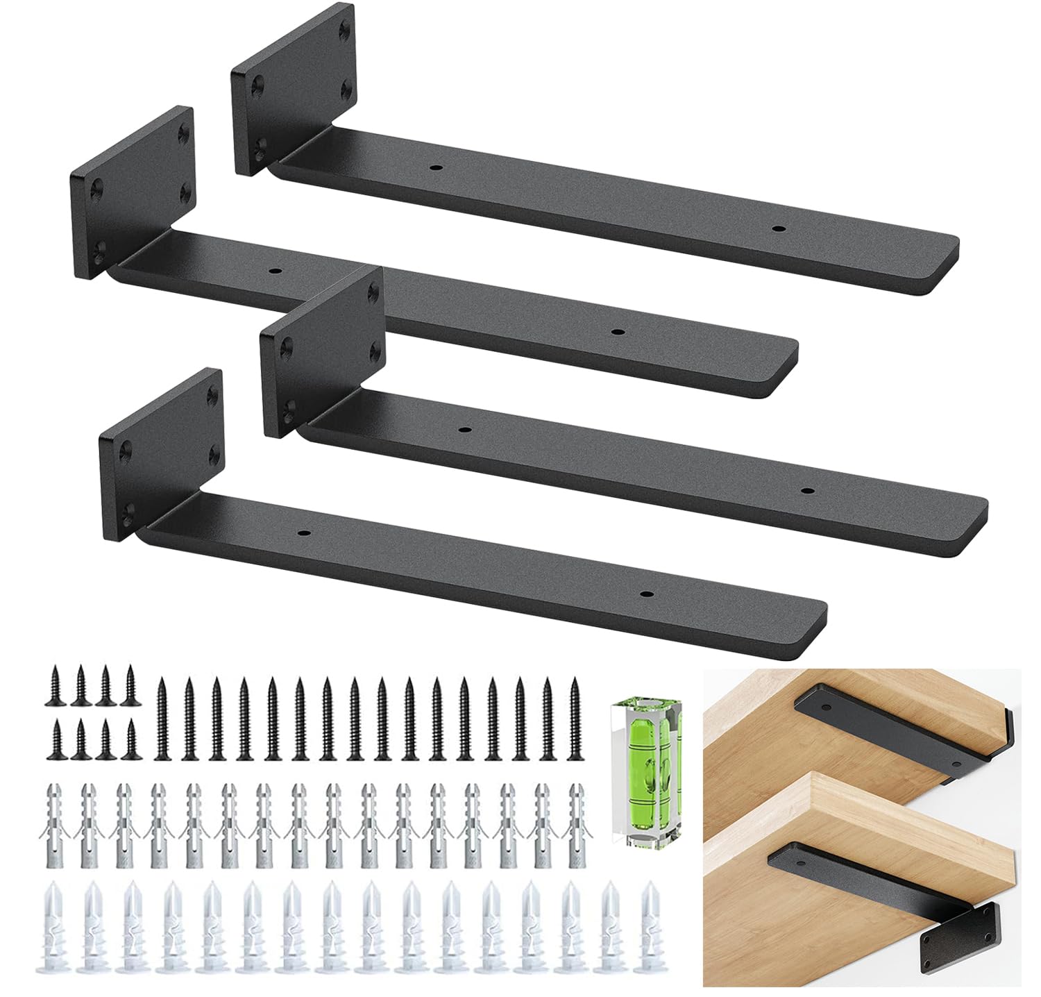 Wood Brothers Plankdragers 25 cm mat zwart set van 2 stuks Wood Brothers Plankdragers 25 cm mat zwart set van 2 stuks