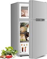 Vista 13 de Antarctic Star - Refrigerador compacto con congelador, mini refrigerador de 2 puertas, estante ajustable, termostato ajustable, para dormitorio