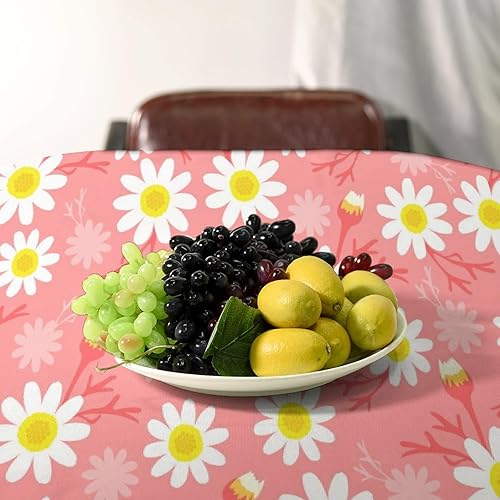 Miniatura 1373 de Mantel floral hippie, diseño retro de los años 70, naranja, rosa, azul, floral, bohemio, estampado estético de margaritas, para fiesta, picnic