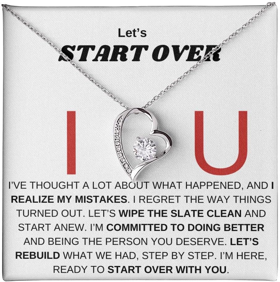 Apology Gift for Her – “I Realize My Mistake” Necklace, Let’s Start Over I’m Sorry I Love You Gift for Girlfriend, Wife, or Partner
