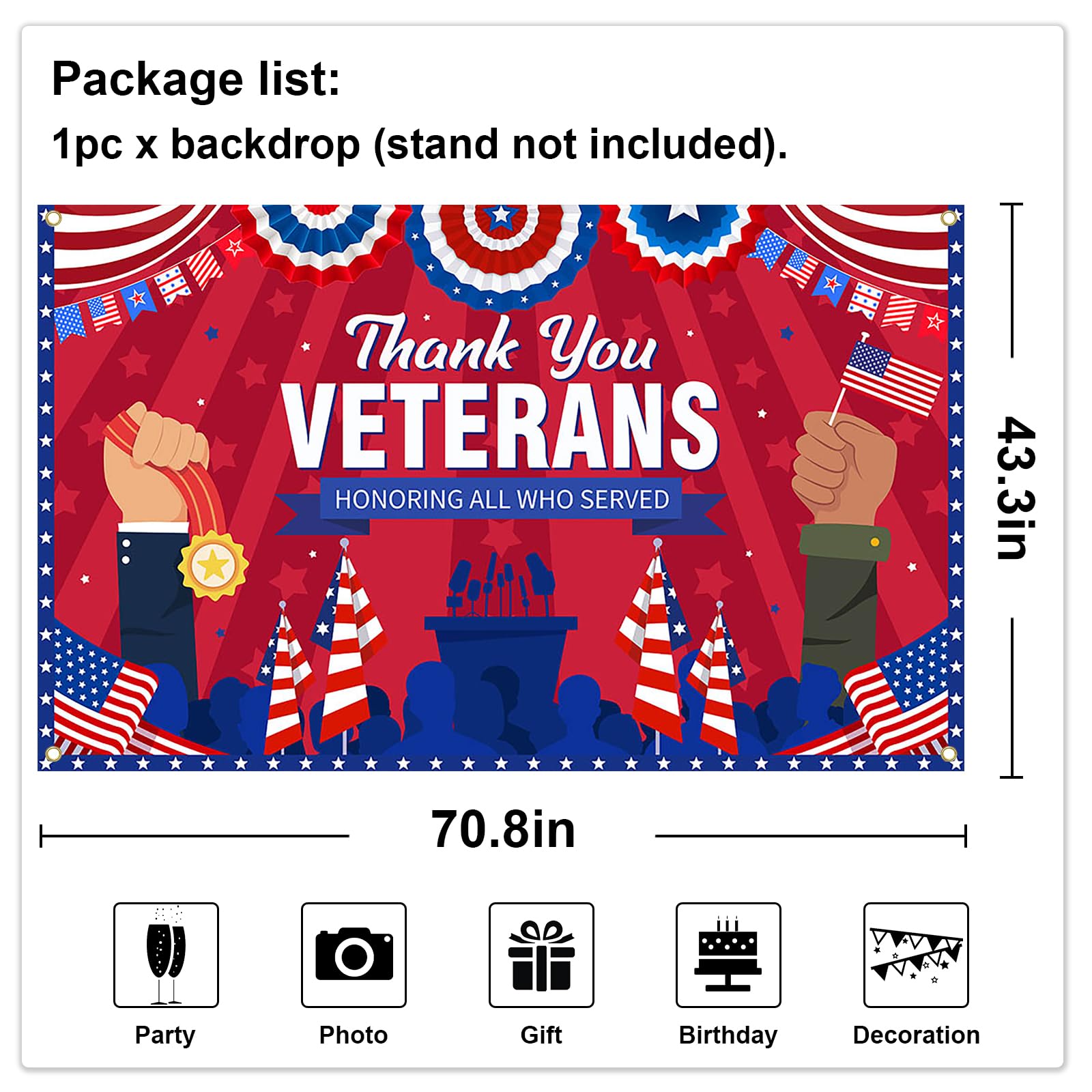 Reviews For Fancy Land Veterans Day Decorations Large Happy Veterans Day Banner Thank You Veterans Flag