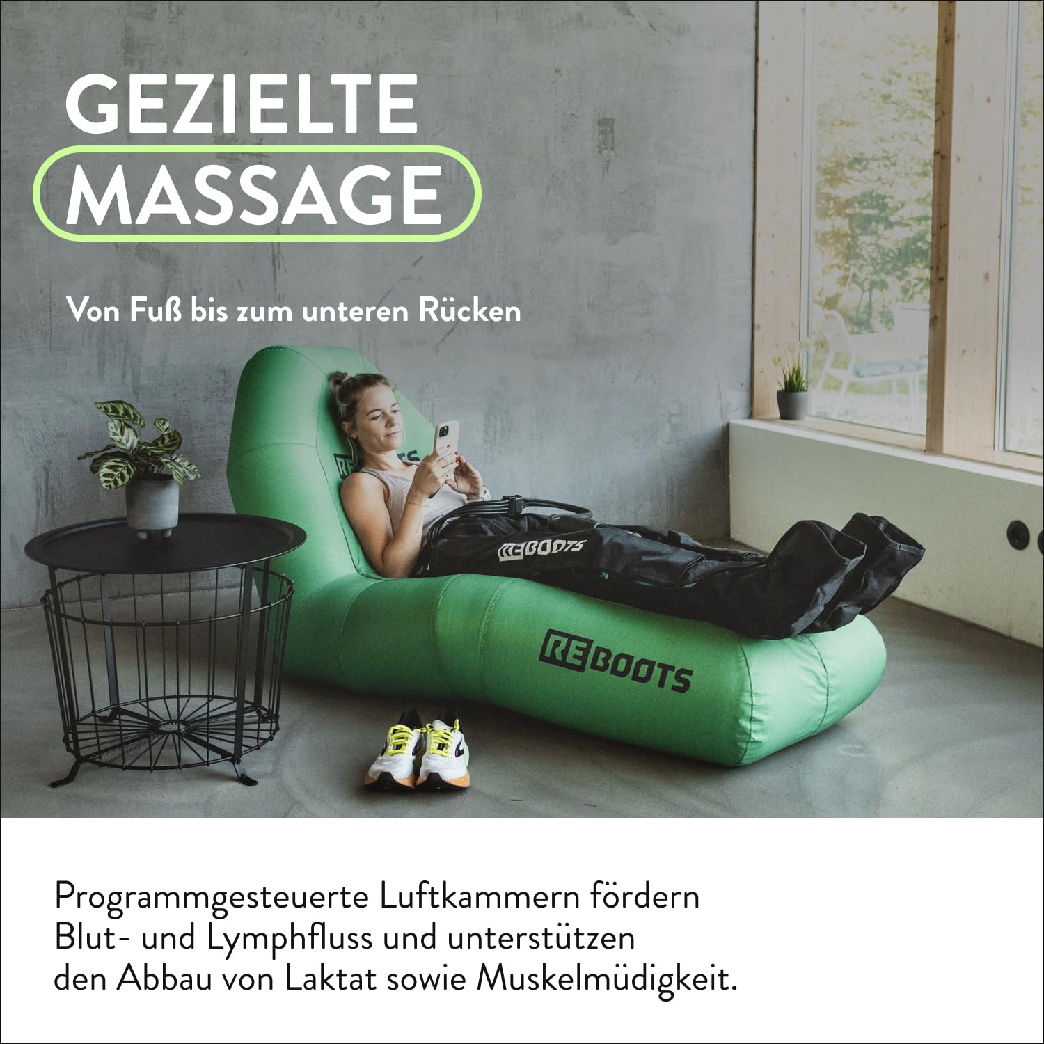 Go Lite Pants – Beinmassagegerät | 180 mmHg | 4 überlappende Kammern | für Zuhause & Unterwegs | S/M