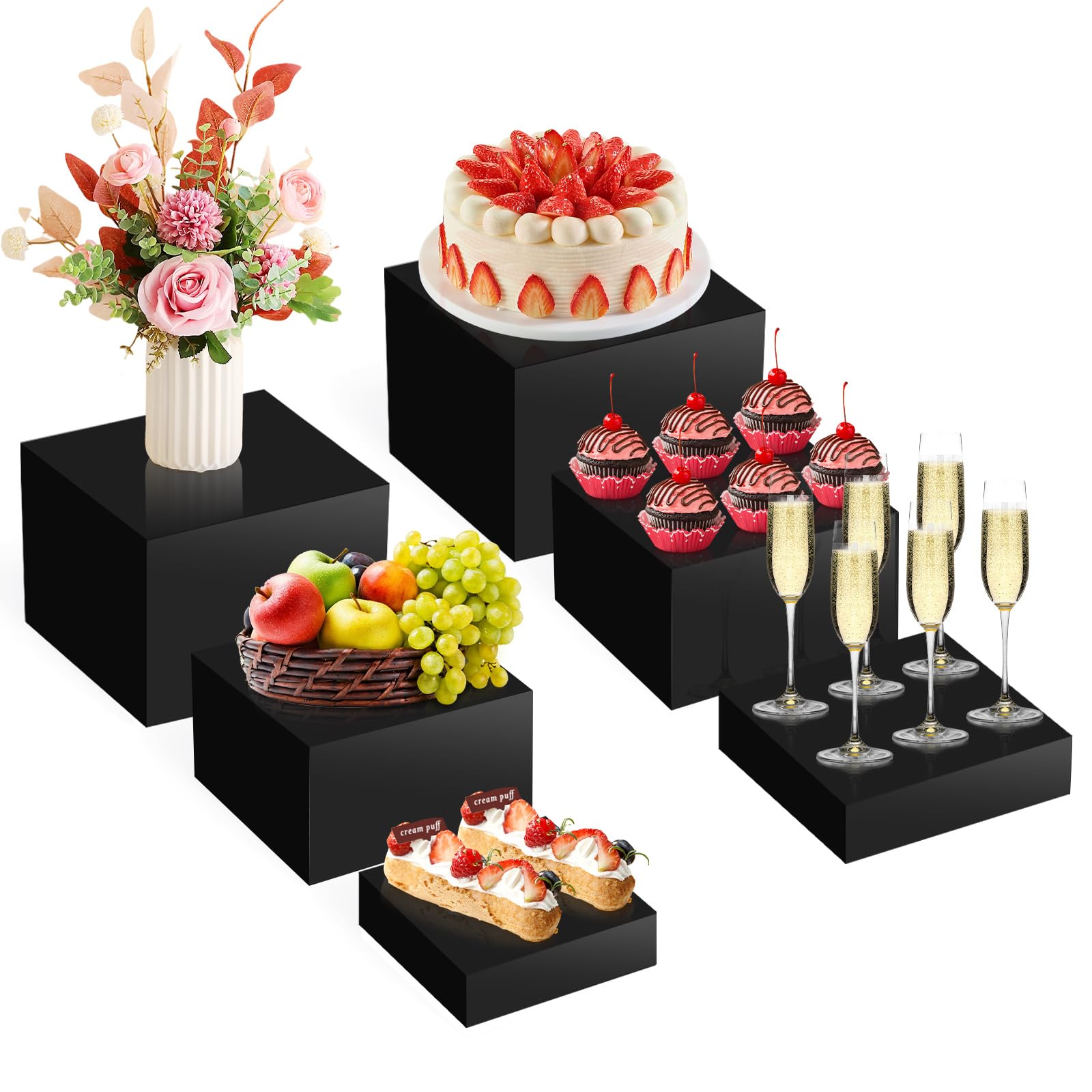 Set 6 Alzate In Acrilico Per Buffet - Misure Da 3 A 8 Pollici, Espositori Per Torte, Dessert, Oggetti