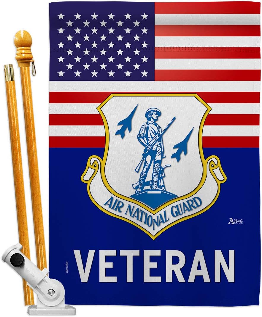 US Air National Guard Veteran House Flag - Set Armed Forces ANG United State American Military Retire Official - Decoration Banner Small Garden Yard Gift Double-Sided Made in USA 28 X 40