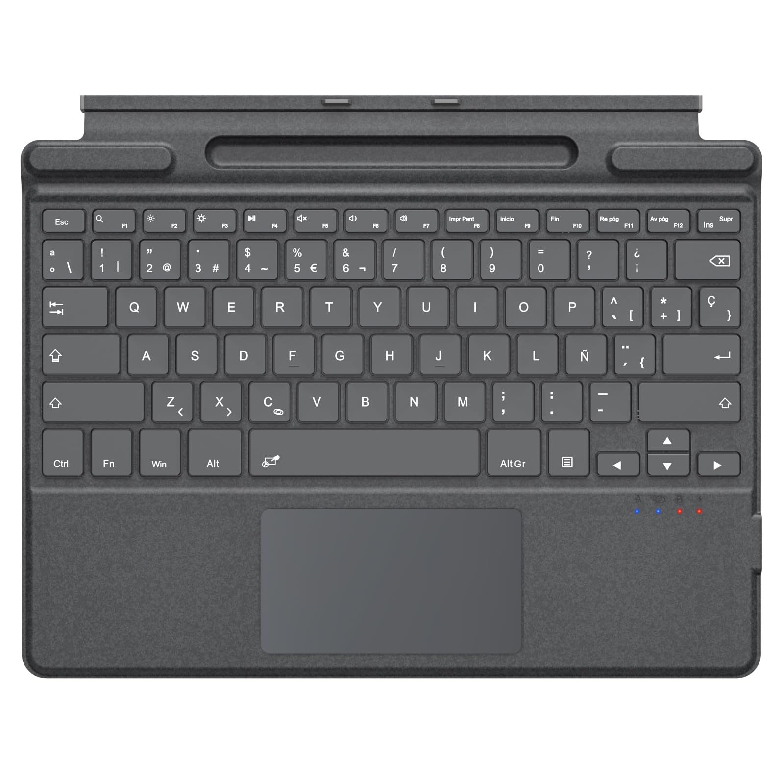 TiMOVO Teclado Español Compatible con Microsoft Surface Pro 11/10/9/8/X, Teclado QWERTY con Trackpad y Soporte para Bolígrafo, Sin retroiluminación, Gris