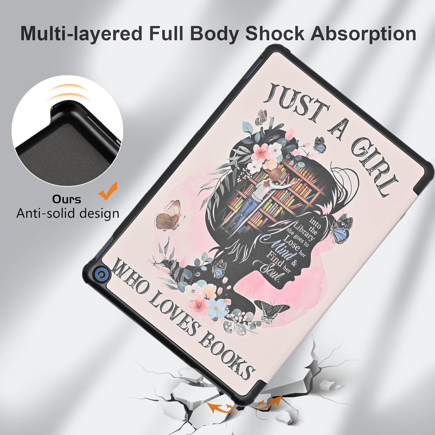 Case Fits All-New Amazon Fire HD 8 & 8 Plus Tablet (12th/10th Generation, 2024/2022/2020), Slim PU Leather Smart Trifold Stand Cover with Auto Wake/Sleep, Just A Girl Who Loves Books
