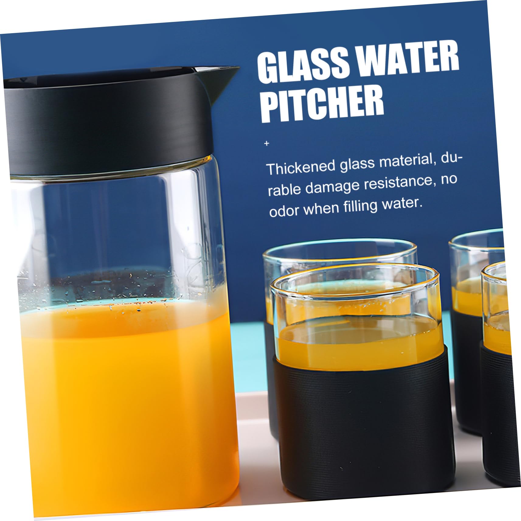 Jarra de Agua de Vidrio Negra 1000ml de Acero Inoxidable