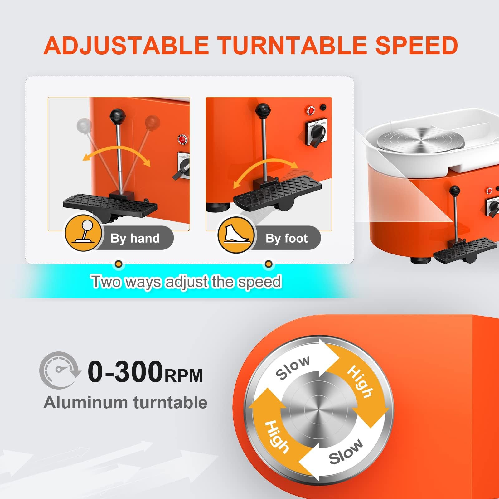 Tornio elettrico per ceramica da 350 W, 25 cm, 300 giri/min – Macchina per modellare con 8 utensili, adatta ai principianti