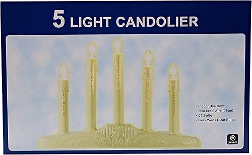 Miniatura 2 de Creative Hobbies Candolier - Lámpara eléctrica de vela de Navidad para interiores, plástico marfil con bombillas C7 transparentes