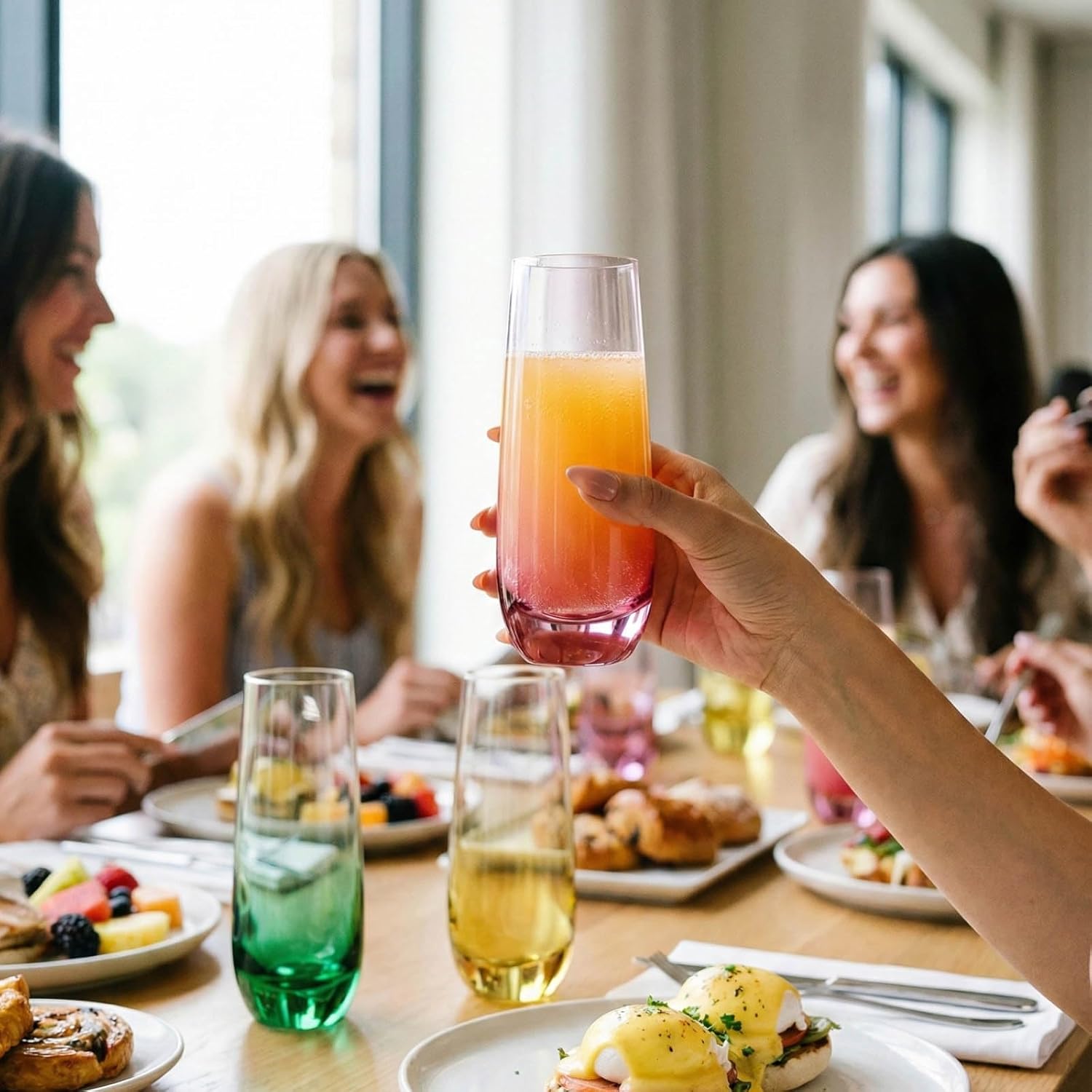 new years eve gifts colorful stemless champagne glasses set of 6 styled