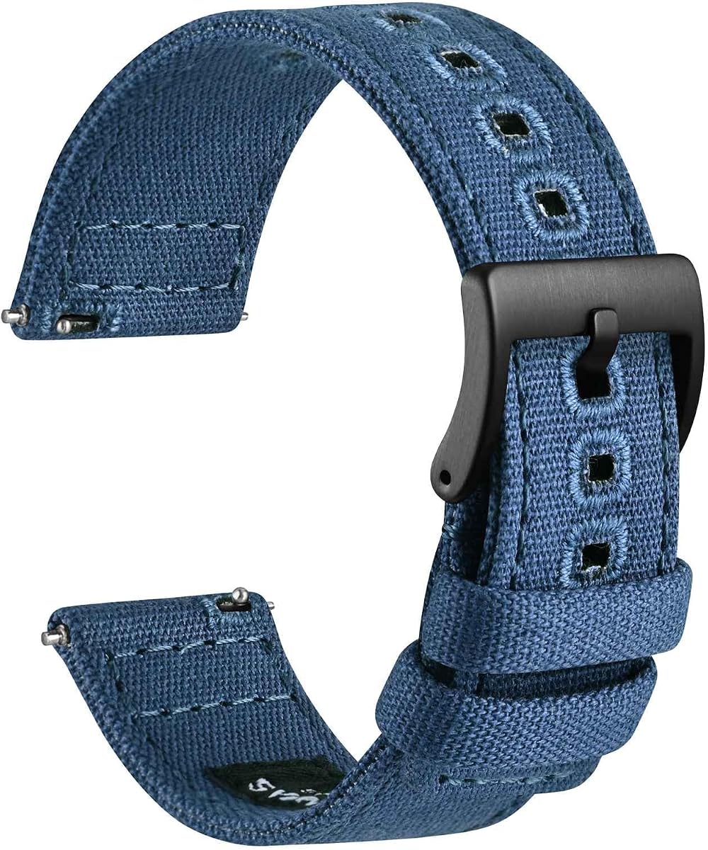 WOCCI Watch Bands, Canvas Fabric, Quick Release, Compatible Watch Lug Width 18mm 19mm 20mm 22mm 24mm