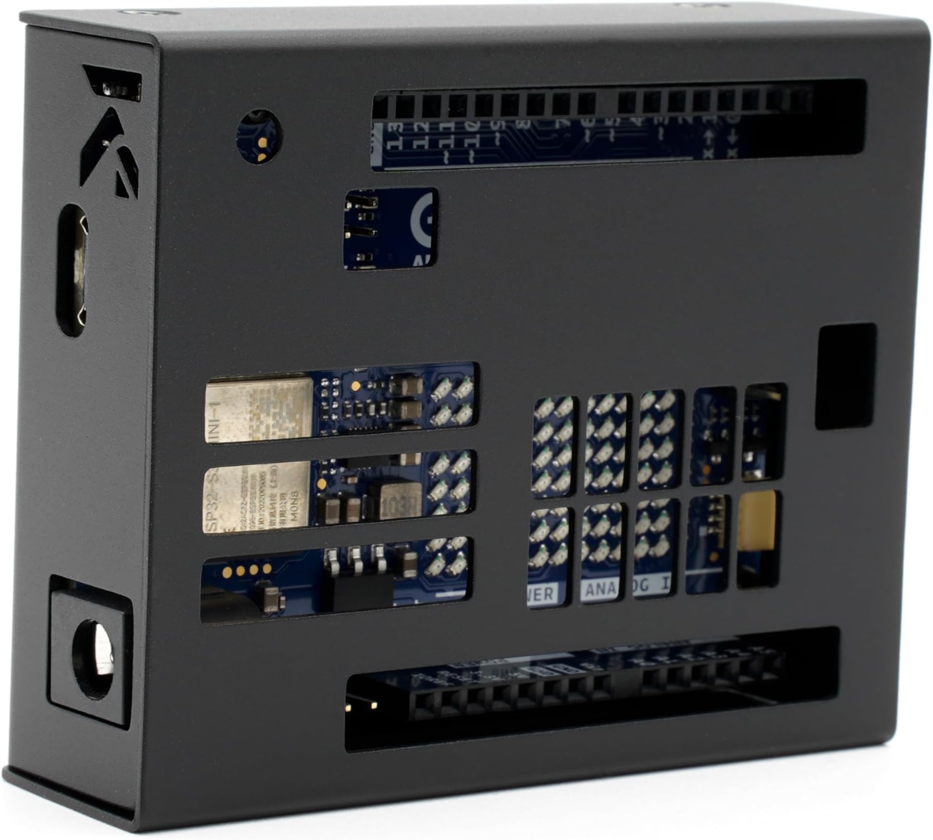 KKSB Cases Metal for Arduino UNO R4 – Compatible with UNO R4 WiFi and UNO R4 Minima – Black Anodised, Sandblasted Aluminium