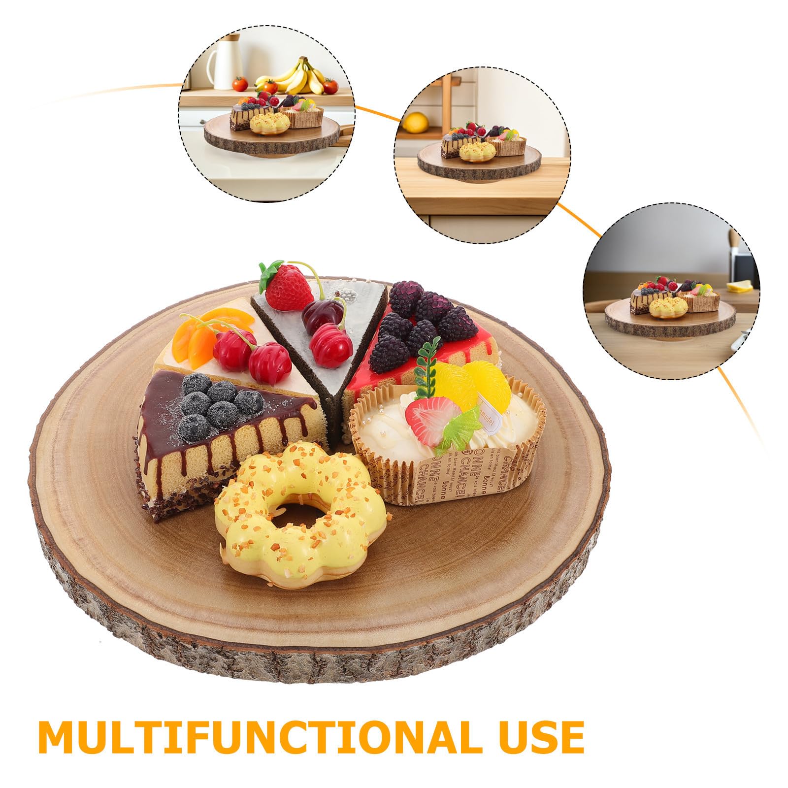 BESTYASH Runder Holz Kuchenständer, eleganter Dessertteller mit drehbarer Funktion, vielseitig für Hochzeitstorten und Fotografieeinsätze