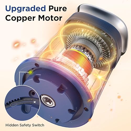 Miniatura 7 de Procesador de alimentos KOIOS, picadora eléctrica de 500W con 2 tazones (8 tazas + 8 tazas) y 2 cuchillas de dos niveles, pequeño procesador Azul