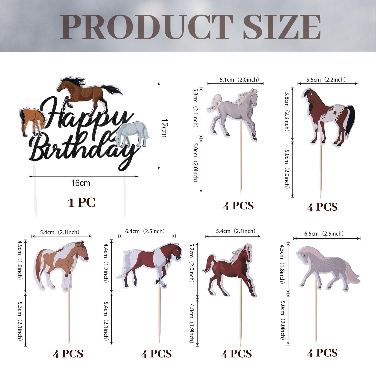 25-teiliges Pferde-Cake-Topper Set Für Geburtstagstorten – Inkl. Happy Birthday Aufsteller & Cupcake-Deko