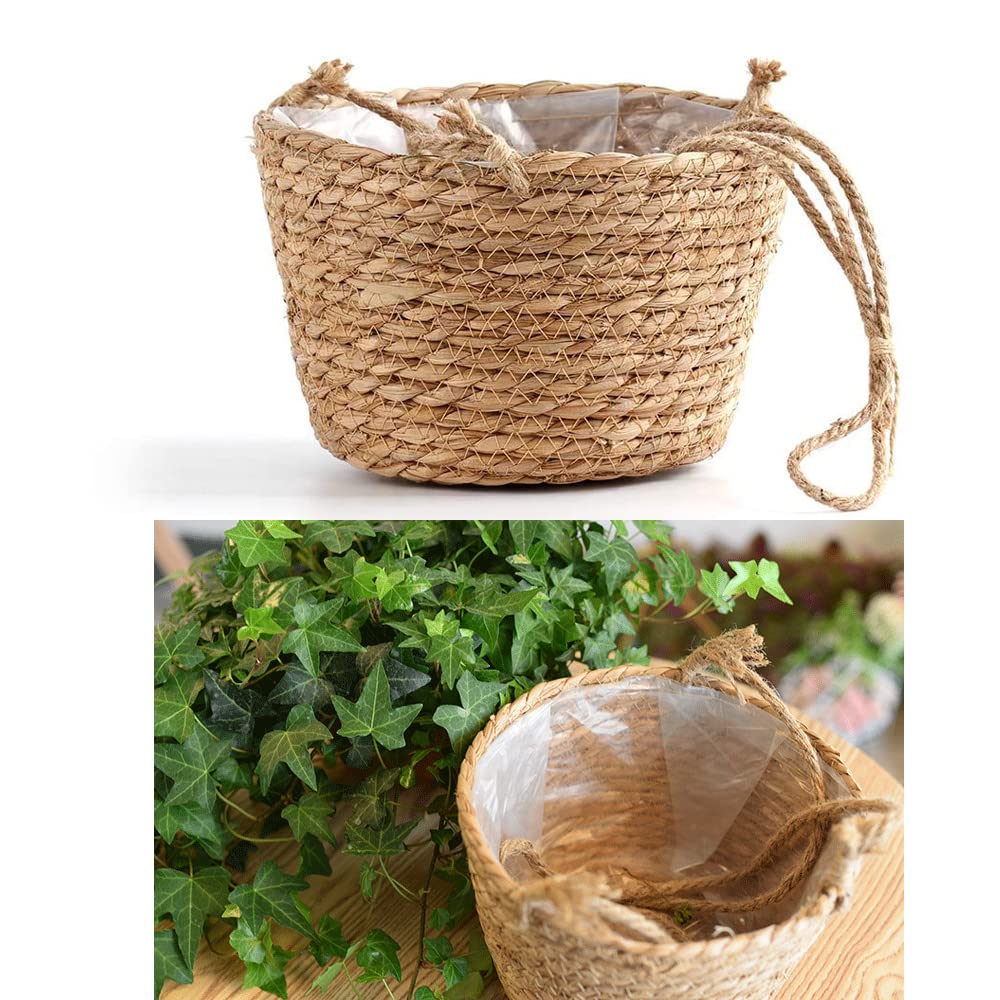 Panier Suspendu En Corde De Jute Pour Plantes - Pot De Fleurs Intérieur & Extérieur Vert 50x20x13cm - Jardinière Suspendue Écologique