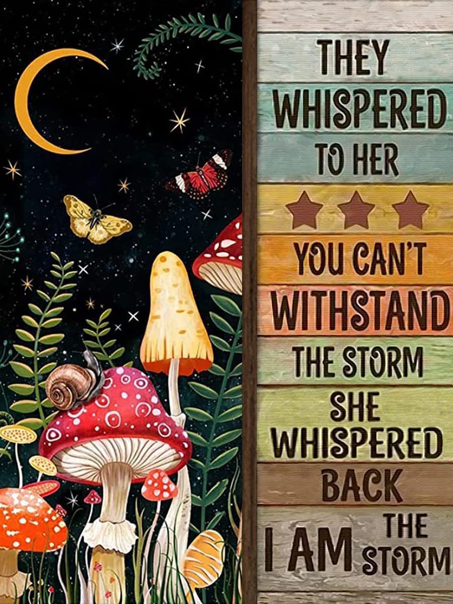 Hippie Mushroom Inspirational Poster Vintage Tin Sign Hippie Wall Decor Art Room Home Office Bedroom Living Metal Fun Decor Housewarming Gift 12x16inch