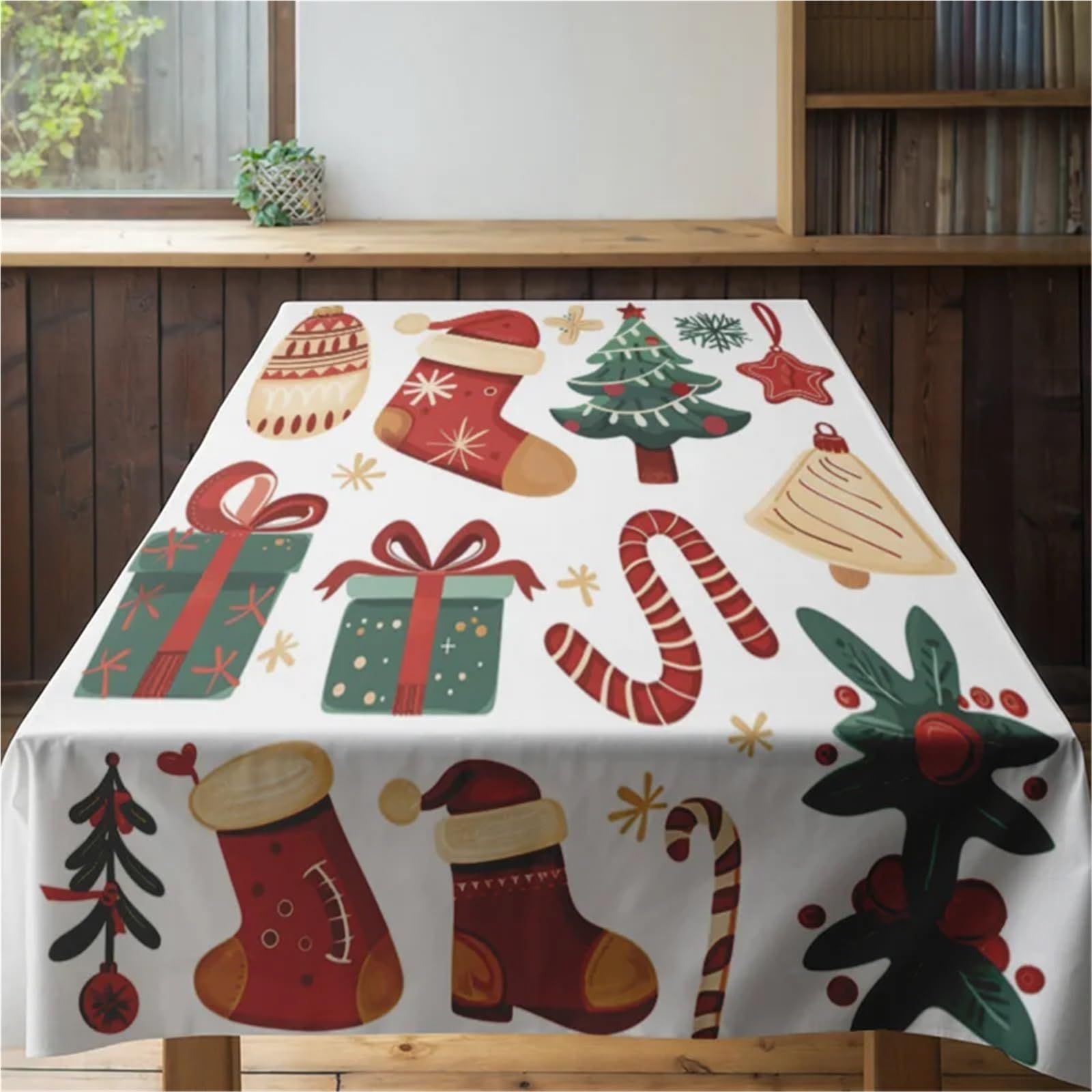 tovaglia natalizia Whimsical Tablecloth With Holiday Foods And Decor Festive Celebrations(140X160CM)