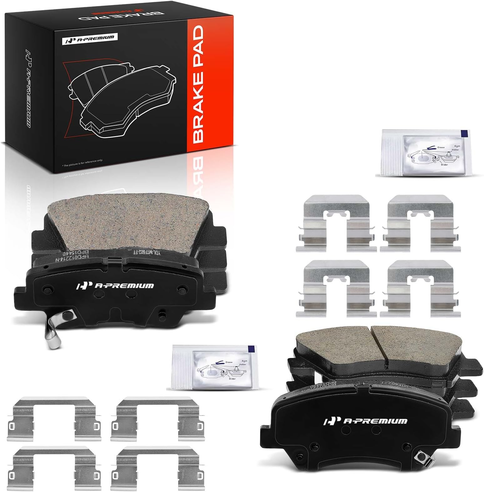 A-Premium Front and Rear Ceramic Disc Brake Pads Set Compatible with Select Hyundai and Kia Models- Elantra Coupe GT 2011-2016, For Veloster 2012-2016, Forte/Forte Koup/Forte5 2014-2016, with Hardware