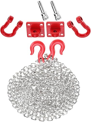 Miniatura 6 de FOSA Cadena de gancho de remolque a control remoto para autos RC a escala 110, gancho de remolque en forma de U, piezas de montaje de metal para