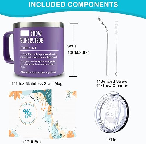 Miniatura 4 de WECACYD Taza de supervisor de Shit Show Regalos de Navidad para mujeres Regalos únicos de agradecimiento para profesores, compañeros de trabajo,