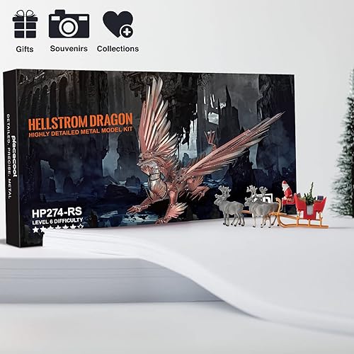 Miniatura 7 de Piececool Rompecabezas 3D para adultos, kits de construcción de modelos de dragón de Hellstrom, rompecabezas de metal desafiantes para aliviar el