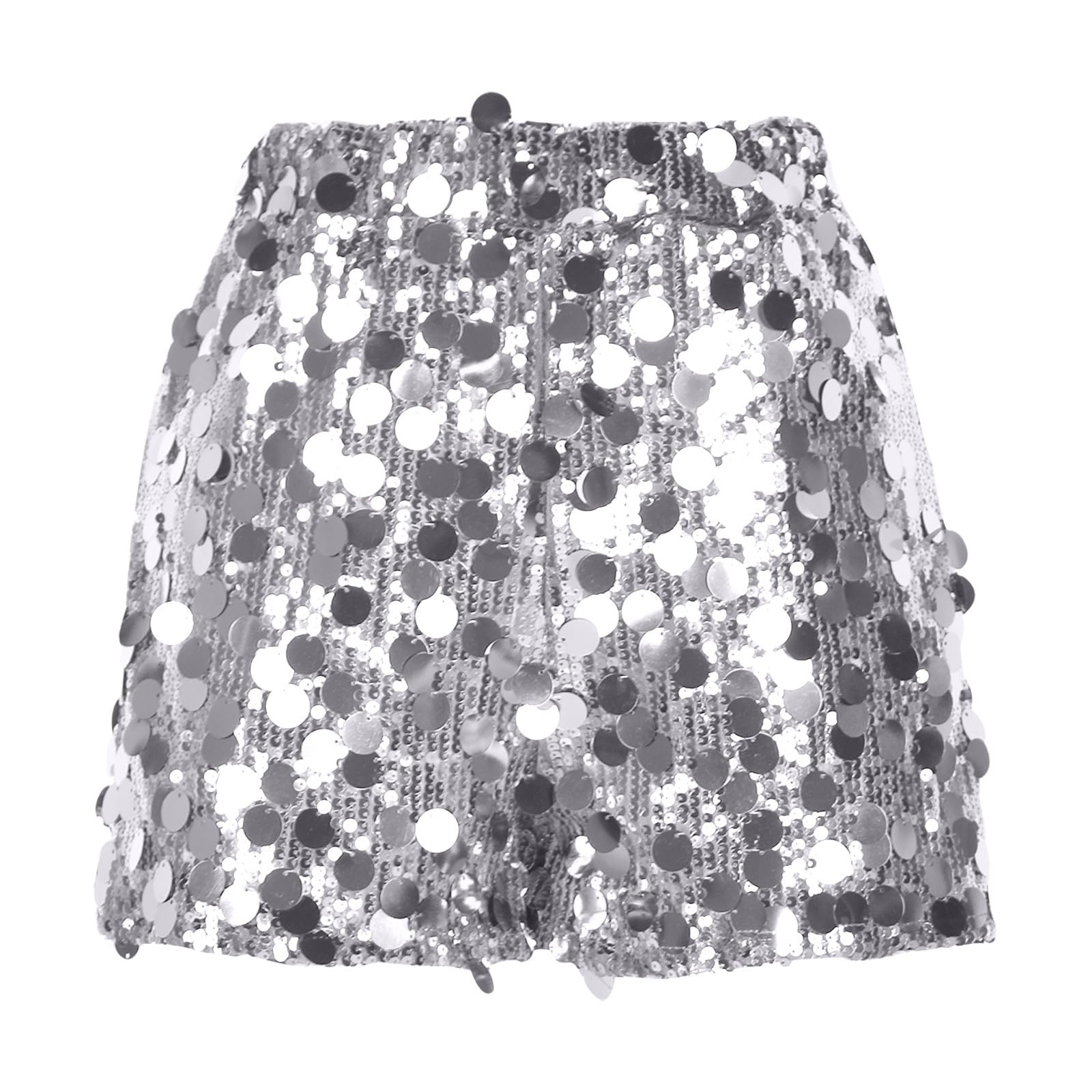 Damen Glitzer Shorts Party Festival Outfit Rave Clubwear Pailletten Short Elastischem Bund Y2k Hotpants Karneval Booty-Shorts Silber Gold Kurze Hose Damen-Shorts Silvester Glitzer Hot Pants Kostüm