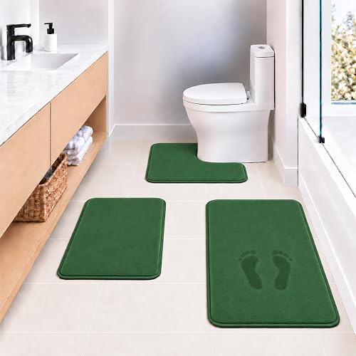 RUN HELIX Bathroom Rugs Set 3 Piece Forest Green