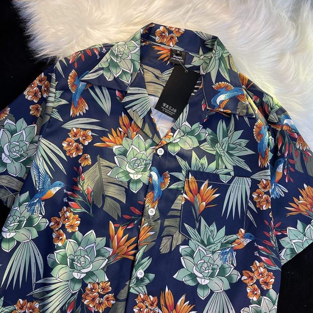 Chemise Hawaïenne Homme Manches Courtes à Motif Fleurs Casual