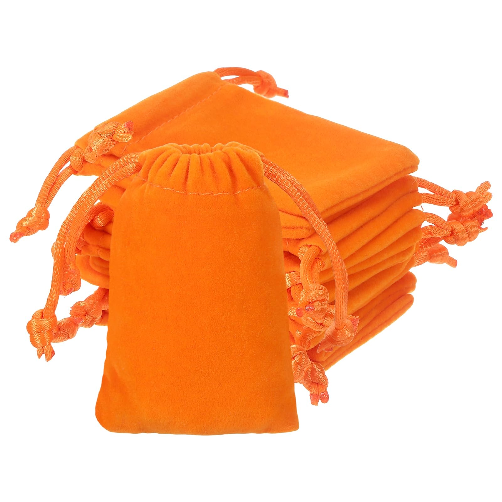 YELARXI Velvet Jewelry Bags with Drawstrings, Velvet Earring Gift Bags Wedding Favor Pouch 2 x 3 Inch Fit for Jewelry Candy Christmas Party Graduation Birthday Easter - (10 Pack, Orange)