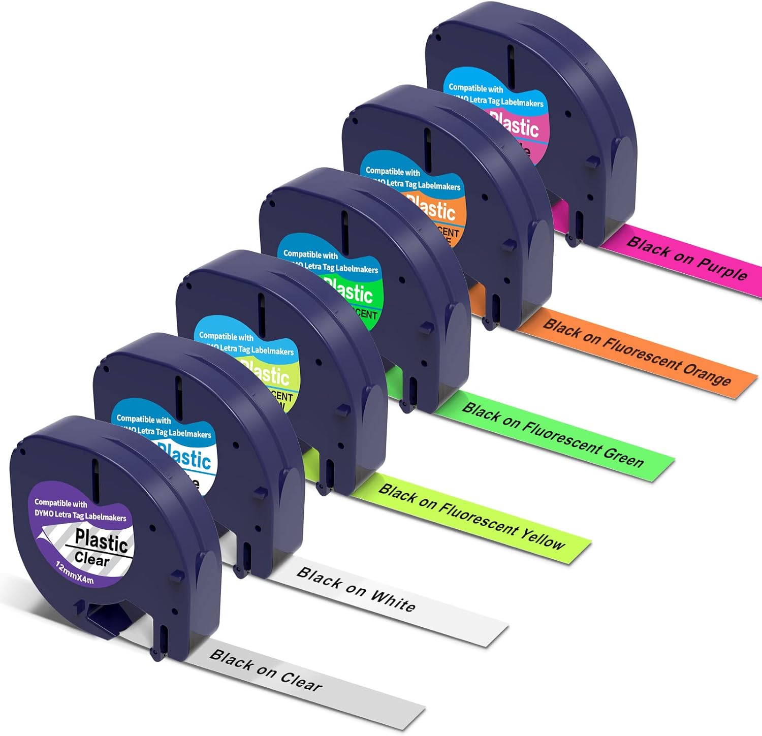 6 x Multi Color Label Compatible with Dymo Letratag Refills